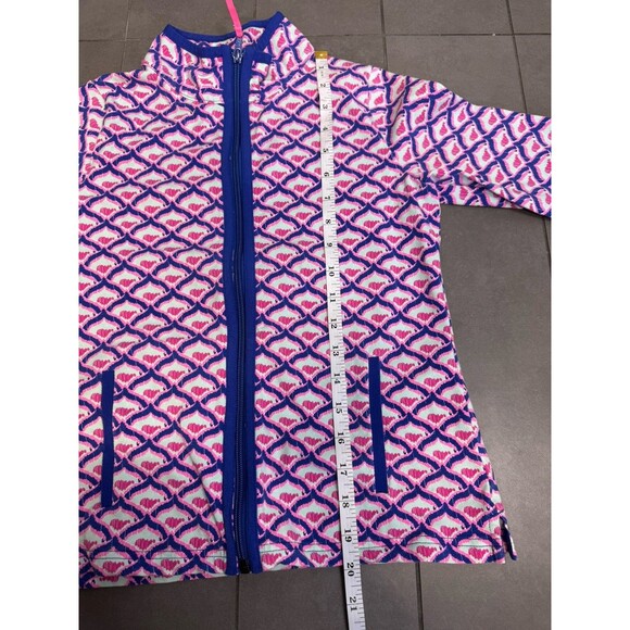 Vineyard Vines Zip Up Sweater Girls 10-12 Whale Logo‎ Pink Blue Light Spring Top - Picture 6 of 7